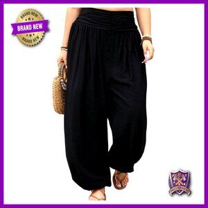 Plus Size Harem Pants Boho Lounge Palazzo Trousers Loose Fit Barrel Leg